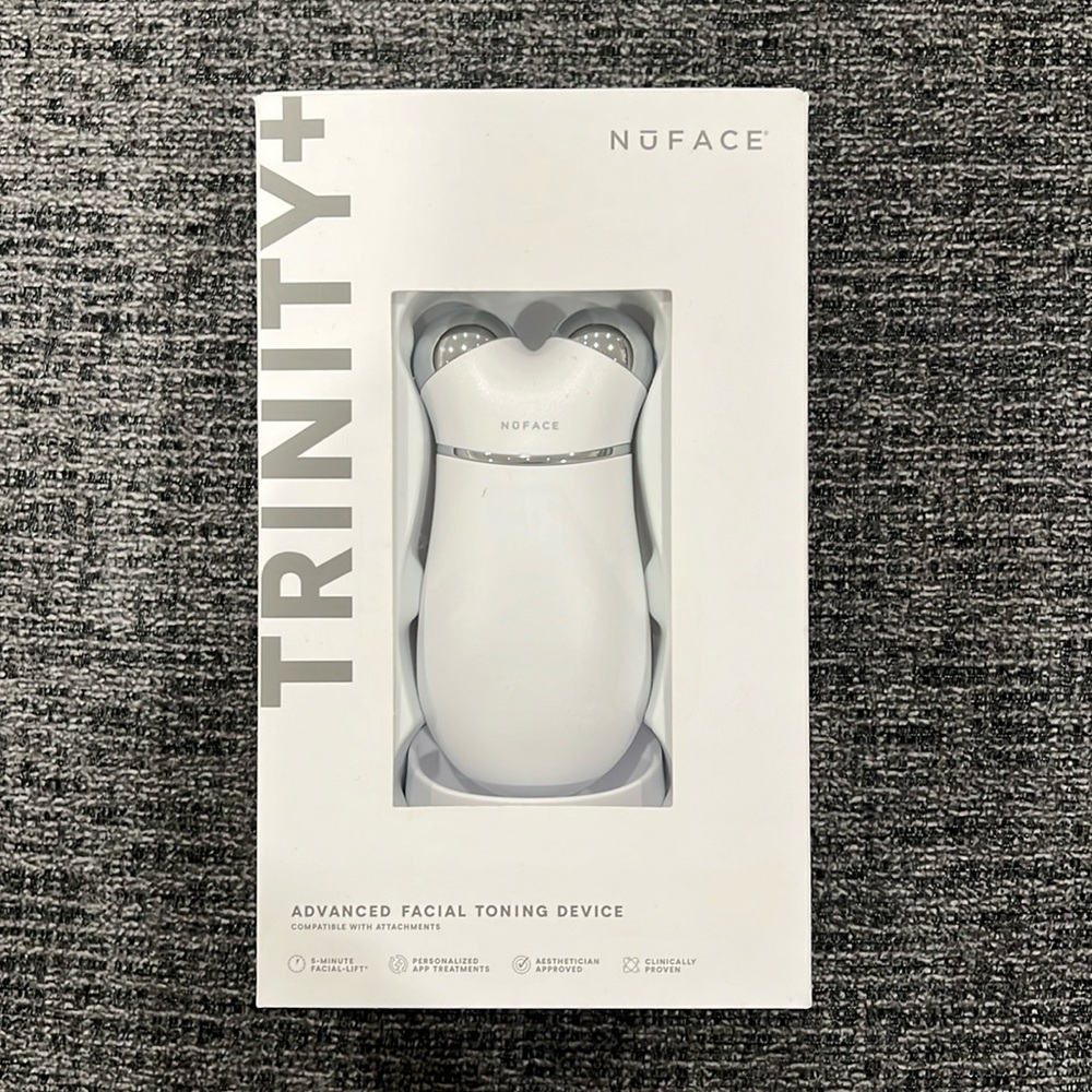 NEW NuFACE Trinity+ Device with Facial Attachment, Aqua Gel, Silk Crème, & Brush